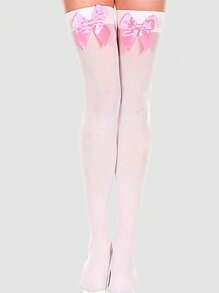 Bowknot Design Simple Knee-High Socks, Y2K