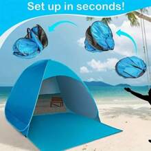 Compact & Durable Pop-Up Beach Tent With 50+ UPF Sun Protection, Portable All-Season Shelter For Outdoor, Pool, Or Holiday Gifts (Blue), Beach Tent Sun Protection, Sturdy Pole Support, Blue. - 藍色 - 查看 6