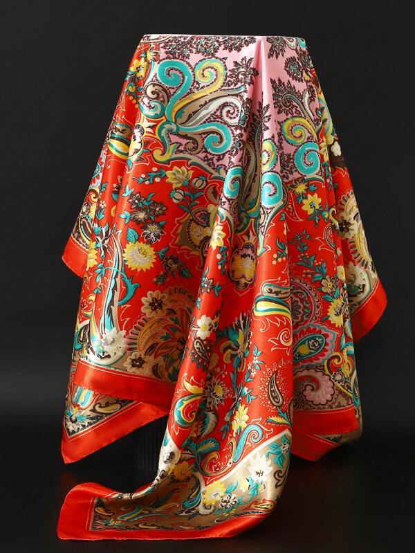 1pc 35.4 Inch Shawl, Women's Outdoor Scarf, Fashionable Air-Conditioned Room All Season Printed Handkerchief, Travel New 90*90cm Thin Neckerchief, Wristband Headband Scarf Headscarf Neckscarf