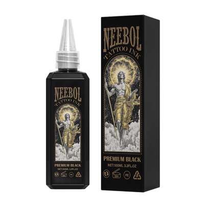 Neebol 100ml Professional Black Tattoo Ink Bold & Fade-Resistant, Tattoo Body Art Body Makeup, Lining&Shading, Tattoo Kit For Tattoo Artists Tattoo Beginners And Artists, Holiday Gifts For Boyfriend And Girlfriend