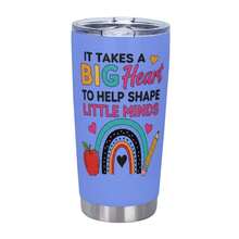 Teacher Tumbler - It Takes A Big Heart To Shape Little Minds, Inspirational Teacher Mugs, Teachers Appreciation Gifts Men Women - 20oz Teachers Appreciation Cup For Christmas Birthday Back To School, Best Gift - 紫色 - 查看 1