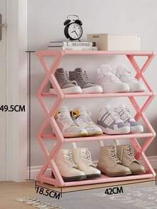 1 件 4 层鞋架收纳架，黑色带白色装饰，不锈钢和塑料 - 节省空间，易于组装，非常适合入口和走廊，多隔层设计，适合运动鞋和休闲鞋，鞋子收纳收纳架，实用架 - 彩色 - 查看 10