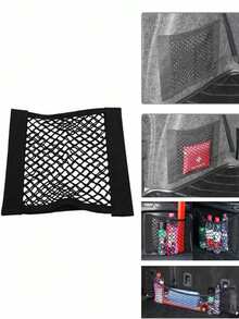 1pc Mesh Cargo Net, Car Storage Net, Wall Sticker Organizer Pocket, Elastic Mesh Net For Trunk Storage Rack, Cabinet Organizer
