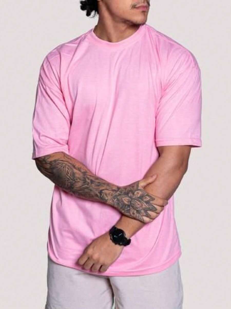 Men's Oversized T-Shirt Summer Spring/Autumn Oversized - Hoa hồng - Xem 1