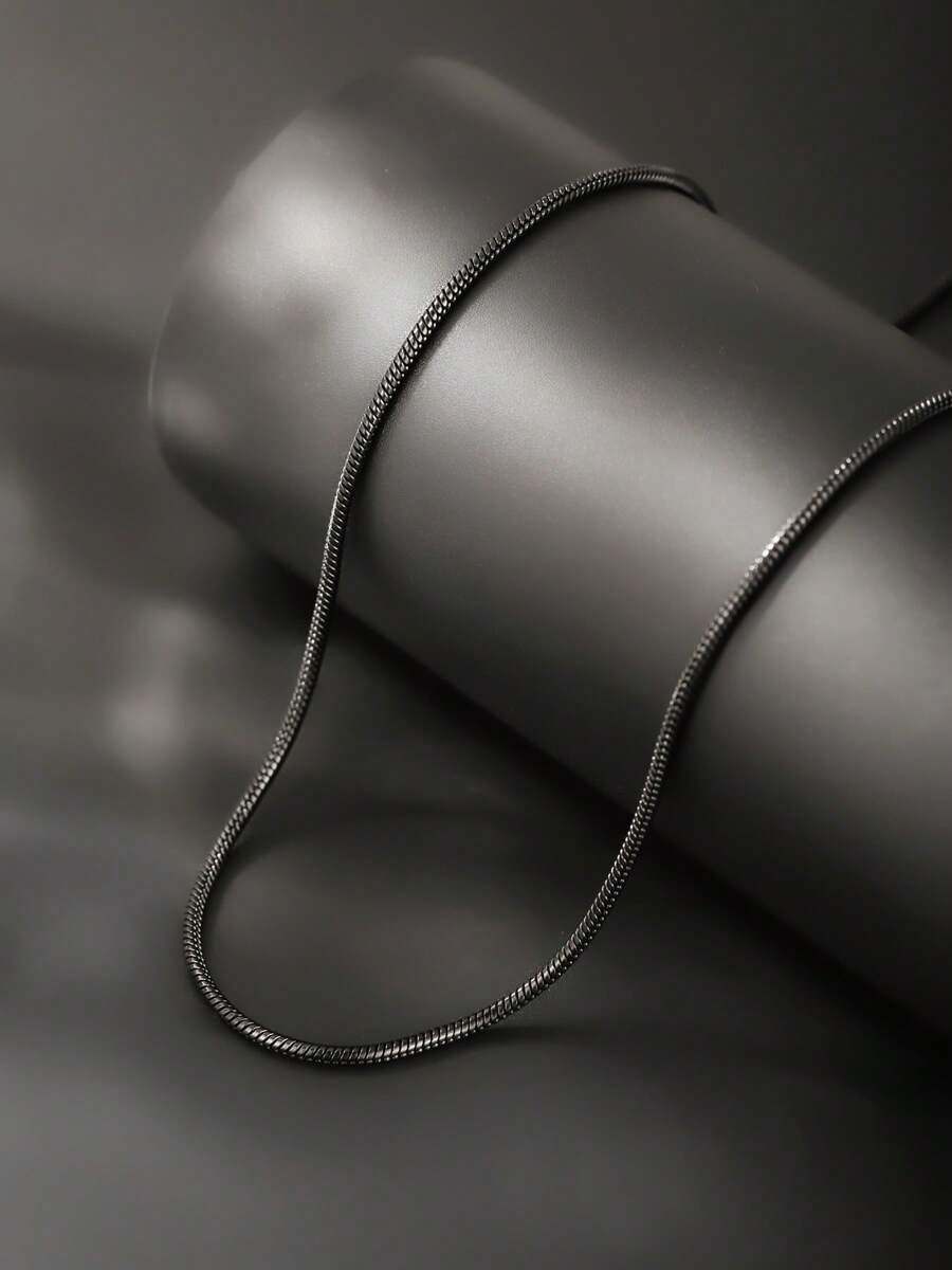 1 pieza Collar de cadena de serpiente negra de acero inoxidable con estilo minimalista de moda para hombres y mujeres, adecuado para uso diario