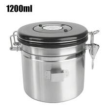 Tapa hermética de acero inoxidable conserva la frescura para el almacenamiento de granos de café, recipiente de café con válvula de CO2 premium. - 1200 ml - Ver 7