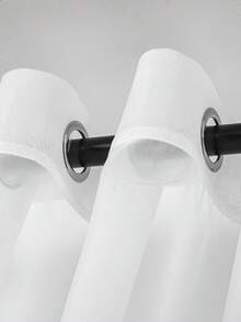 Terylene Curtain With Ring Pattern (1 Piece), White Base Fabric With Three-Dimensional Circle Design, Size 140*280cm, Light And With Beautiful Drape, Strong Decorative Effect, Suitable For Living Room, Bedroom, Balcony And Other Living Areas. - Nâu nhạt - Xem 2