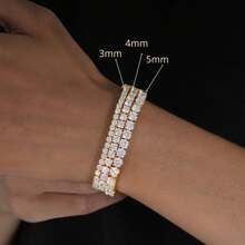 MDFUN 4.0毫米男女通用网球手链，18K镀金4.0毫米圆形立方氧化锆经典网球手链