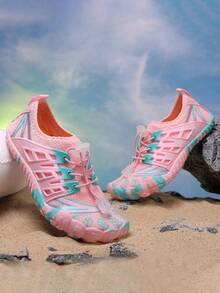 1 Pair Children's Outdoor Comfortable Rubber Sole Lightweight Trekking & Water Shoes, Suitable For Outdoor Trips, Beach, Swimming - Baby Pink - View 2