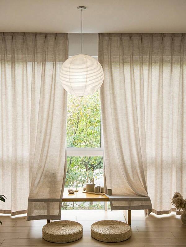 1pc Cotton Linen Modern Linen Gauze Curtains - Japanese Linen Style, Rod Pocket Design, Suitable For Living Room And Bedroom - Sheer And Light Filtering Curtains, Living Room Curtains, Bedroom Curtains