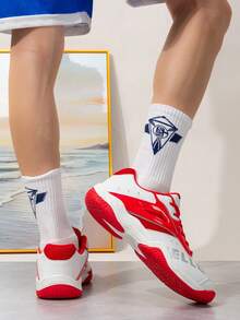 Zapatillas deportivas de bádminton para hombres, zapatos de bádminton con cordones de TPR (goma termoplástica) de color contrastante para uso en exteriores en todas las estaciones