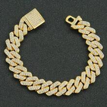 1pc Men's Luxury Fully Iced Out Rhinestone Hiphop Cuban Link Chain Bracelet - Bracelet - View 2