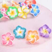 10/60/100 Pcs Polymer Clay Flower Beads 3D Plumeria Floral Small Spacer Beads Cute Flower Charm Beads 15-16mm For Crafts DIY Jewelry Making Supplies