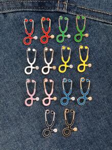 Set de 14 pièces Broche de stéthoscope minimaliste, Badge métallique de soins de santé créatif