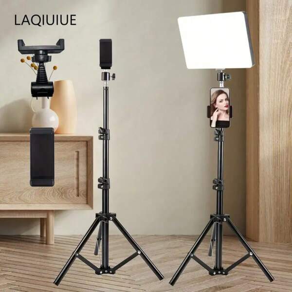 Set de trípode de 11 pulgadas con luz cuadrada de selfie, incluye 2 abrazaderas para teléfono - proporciona 3 modos de iluminación personalizables, con soporte para video, Podcast y fotografía profesional, adecuado para fotografía, grabación de video y transmisión en vivo, reuniones con zoom, Vlogging, y luz de teléfono con selfie