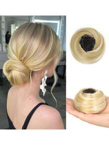 Elegant Women's Hair Bun, Hair Extension -10cm (4 Inches) Extendable Synthetic Hair, With Clips, Heat-Resistant Fibers, Suitable For All Hair Types, Adjustable Design, Suitable For All Women's Daily Wear And Party Hair Accessories ﻿ - Multicolor - View 16