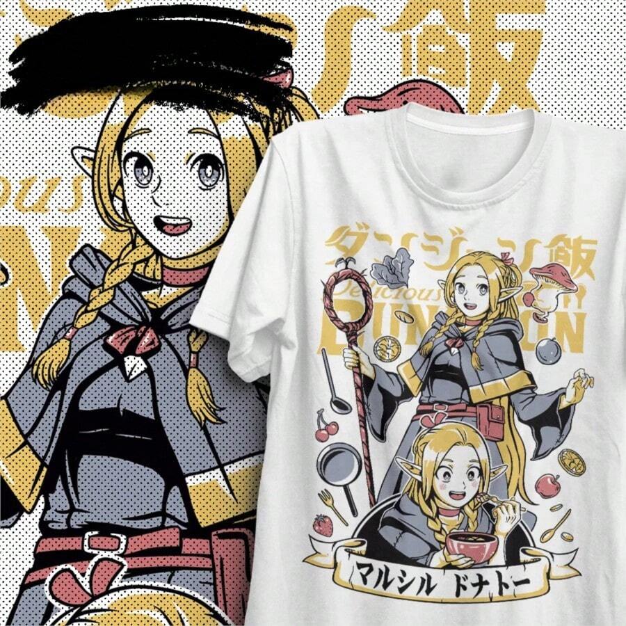 COOL SUMMER Dungeon Meshi – Marcille Anime T Shirt Manga Gift For Anime Lover All Size Tops Graphic T Shirts Y2k Top Women Clothing - White - View 1