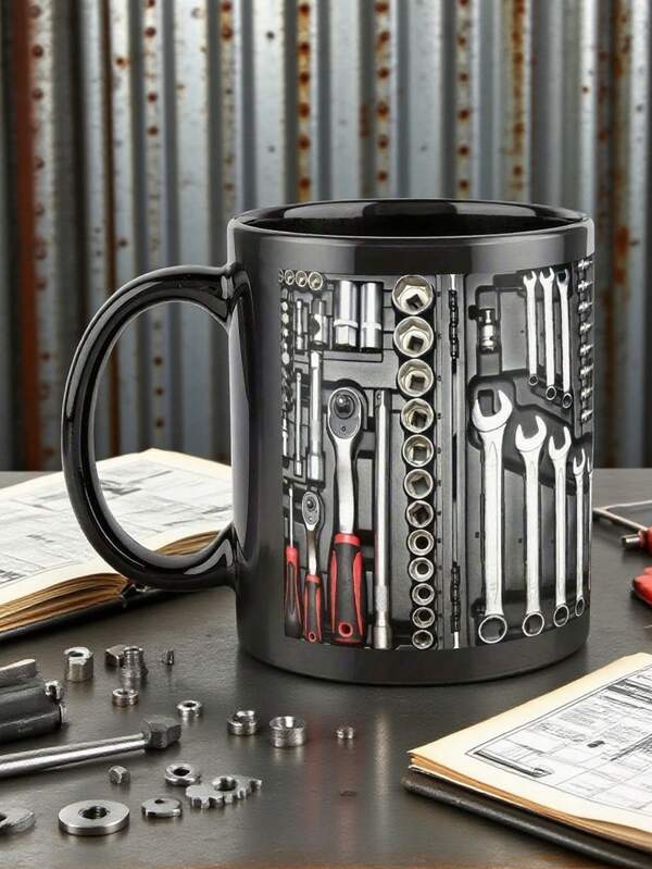 1pc 11oz Large Ceramic Funny Toolbox Shaped Coffee Mug - Inspirational And Motivational Gift For Birthday, Party, Holiday - Unique Drinkware For Restaurants, Cafes, Home And Office Back To School