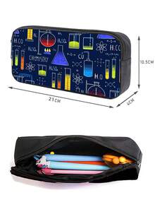 1 件化学元素主题铅笔盒，带化学元素图案，学生铅笔盒，大容量铅笔盒收纳铅笔盒带拉链，适合学生返校文具收纳、学校用品、返校