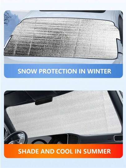 Easypie Selection 1 Piece Car Windshield Winter And Summer Dual-Purpose Sun Protection Sunshade, Snow Protection Sunshade, Anti-Frost And Snow, Universal Type 200*70 Cm