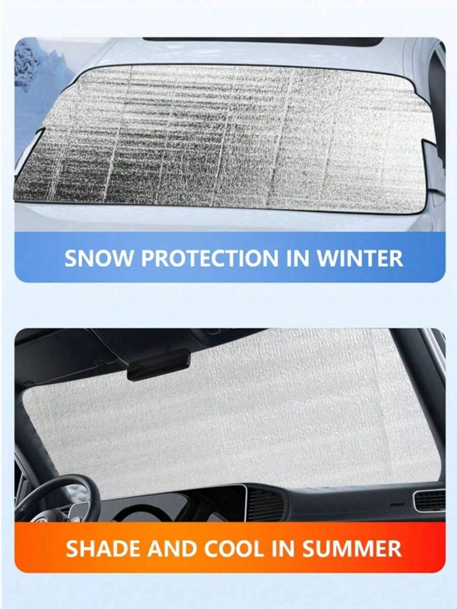 Easypie Selection 1 Piece Car Windshield Winter And Summer Dual-Purpose Sun Protection Sunshade, Snow Protection Sunshade, Anti-Frost And Snow, Universal Type 200*70 Cm