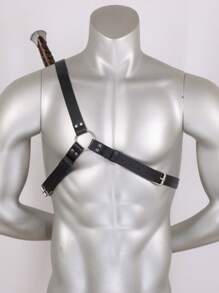 1pc Medieval PU Leather Back Sword Shoulder Sheath - Adjustable Scabbard, Renaissance Warrior Costume Accessory, Christmas & Holiday Party Cosplay Prop
