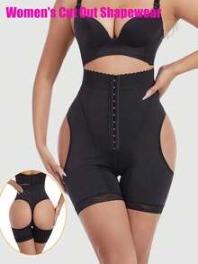 1PC Women's High Waist Cut Out Shapewear Tummy Control Boyshorts Butt Lifter Body Shape Panties Underwear Shorts - màu đen - Xem 1