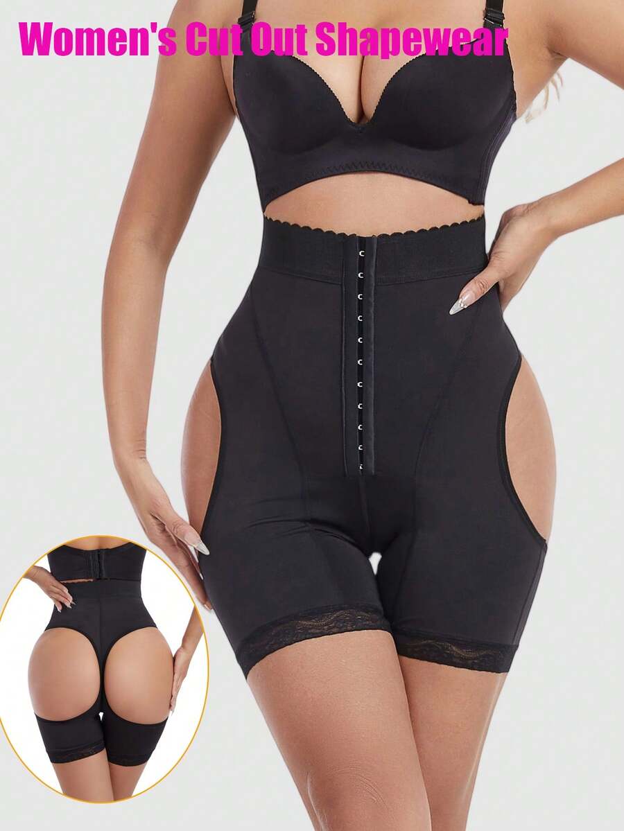 1PC Women's High Waist Cut Out Shapewear Tummy Control Boyshorts Butt Lifter Body Shape Panties Underwear Shorts - màu đen - Xem 1