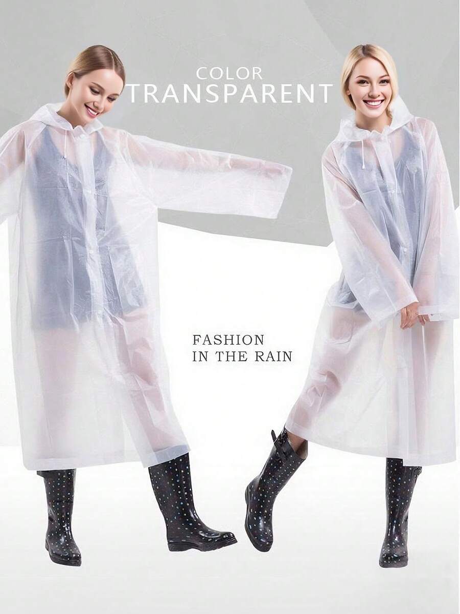 1 capa de chuva transparente e moderna para o corpo inteiro, fácil de transportar, adequada para caminhadas, feita de material EVA, para adultos e crianças