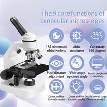 Adjustable Brightness Modes! Anti-Glare Glass Lenses, Sturdy Metal Binocular Microscope (Comes With Cleaning Kit & 1 Tweezers) - Black and White - View 5