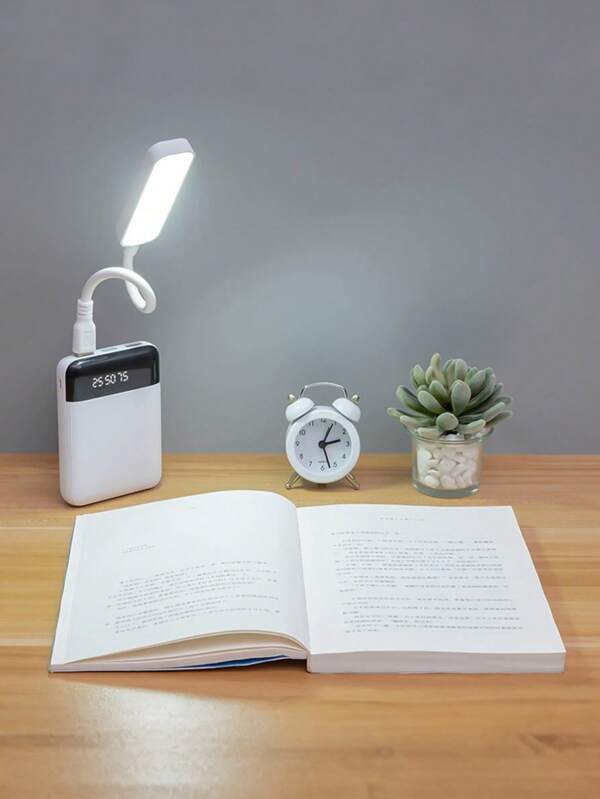 1x USB-aangedreven opvouwbare LED-bureaulamp, oogvriendelijke leeslamp voor studentenhuisvesting, slaapkamer en kantoor