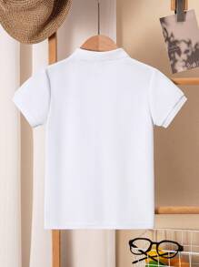 男童撞色短袖 Polo 衫 - 白色 - 查看 2