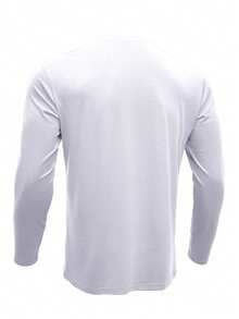 男士休闲运动风撞色领轻薄长袖Polo衫，可单穿或叠穿，轻松打造日常休闲造型 - 白色 - 查看 3