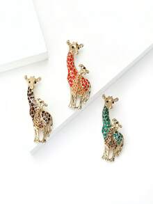 Enamel Giraffe Brooches For Women Animal Pins Casual Accessories Gifts - Giraffe (2280) - View 7