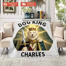Dog King Charles Blanket,With Cape Design,A Perfect Gift For Dog Lovers And Father's Day,Dog Blanket,Fun Print,Durable Print,Interesting Design,Dog-Themed Blanket, - 彩色 - 查看 2