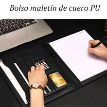 FELIN Carpeta Portafolio Profesional, Carpeta de Documentos, Carpeta Organizadora con Calculadora y Almohadilla de Escritura, para Carpetas de Presentación, Tarjetas de Visita,Oficina Trabajo Uso Escola. - Negro - Ver 2