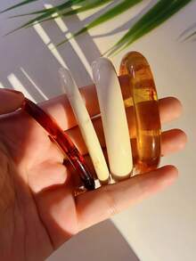 4 件/1 件复古时尚朋克风格多色几何不对称亚克力半透明棕咖啡米绿色厚树脂手镯，个性化简约优雅百搭珠宝适合女性节日派对晚宴约会礼物，图案随机