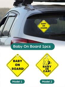 Baby On Board Sticker For Cars, Baby On Board Warning Signs With Suction Cups