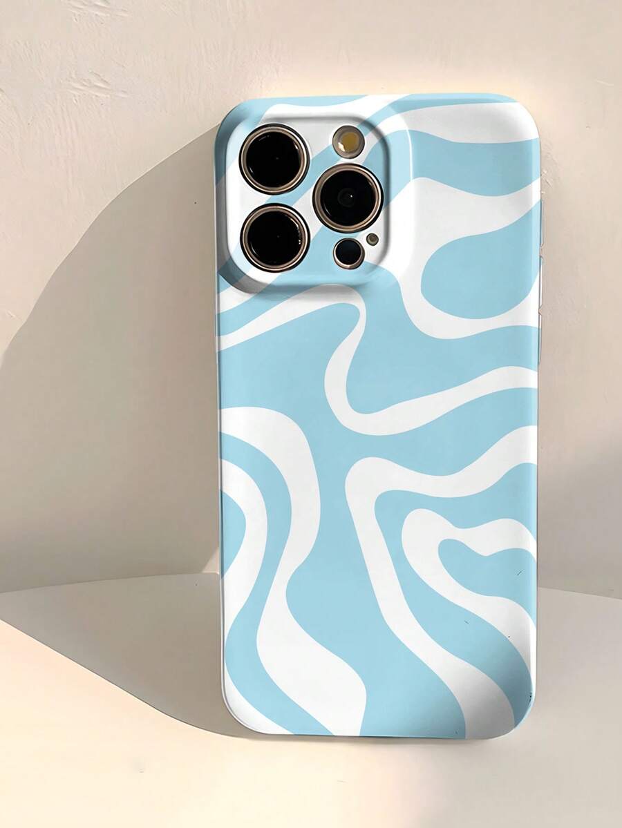 Funda dura de teléfono protectora a prueba de agua, a prueba de golpes y resistente a los arañazos, compatible con iPhone 11/12/13/14/15/16 Pro Max, con diseño abstracto de ondas y bloques de color asimétricos perforados y brillantes