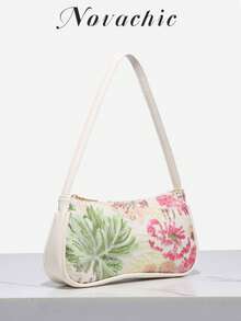 Novachic，1 件，度假风格夏季包，彩色花卉串珠装饰，简约，女士拉链手提包和单肩包，适合度假、派对等。（花朵位置随机）