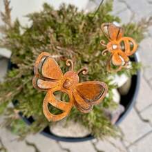 1PC/2pcs/5pcs 生锈金属蜜蜂植物桩 - 乡村庭院装饰雕塑 - 艺术金属花园装饰 - 金属工艺品适用于盆栽装饰 - 户外金属花园装饰