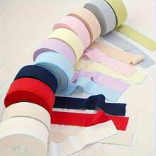 5 Yds Multicolor Elastic Ribbon Trim, Polyester Folded Edge Binding, Sewing Garment Edging Craft DIY Supply - Multicolor - View 3