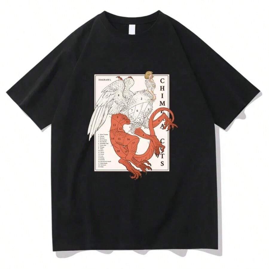 COOL SUMMER Delicious In Dungeon Falin Chimera Cuts Tshirt Fashion Women's Harajuku Marcille Chilchuck T-Shirt Unisex Vintage T - 黑色 - 查看 1