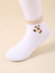 10 Paar Kindersocken mit braunem Bärenmuster in Kontrastfarben, bequem und weich, erschwinglich und fleckresistent, modisch und vielseitig, geeignet für Reisen, Schule und den Alltag, Mädchen Socken, Teenager Socken, Geschenke