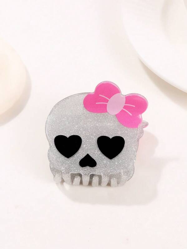 Hair Clips Claw Clips 1PC 5.9CM 20205 Latest Y2K Punk Gothic Skull Hair Clip - Halloween Style, Black And Pink Color Matching Hair Accessories With Heart-Shaped Decoration, Perfect For Casual Hairstyles, Photo Props Or Gifts, Punk Accessories