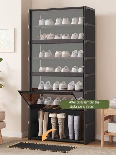 Organizator portabil multifuncțional pentru dulap cu capac transparent, dulap anti-praf pentru pantofi, dulap, rafturi, suport pentru pantofi, afișaj independent, asamblare DIY, suport de depozitare pe podea, dulap pentru cărți, pentru dormitor, sufragerie, casă, depozitare interioară, dormitor, bucătărie, sufragerie, studiu, depozitare la birou, depozitare pentru sărbători, cadou de Crăciun