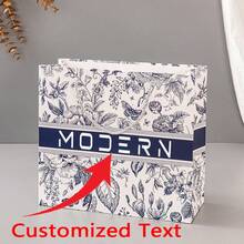 1 pieza Bolso de tote multifunción, bolsa de regalo con estampado floral vintage, bolsa de papel de moda de alta gama, bolsa para envolver regalos, logo personalizable