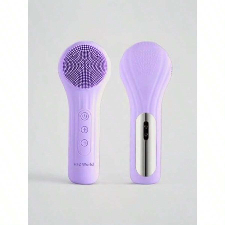 Silicon Facial Cleansing Brush Facial Cleansing Brush Silicone Face Scrubber For Men And Women Electric Facial Scrubber IXP7 Level 100% Waterproof Silicon Facial Brush - 紫色 - 查看 1