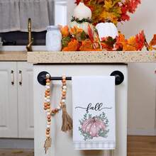 2 件秋季家居装饰-粉色南瓜厨房洗碗巾 40*60 厘米，柔软、舒适、耐用，用于万圣节和感恩节收获期间的复古装饰。