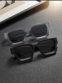 1 件男士现代时尚抗疲劳眼镜，适合办公室、街头、户外旅行、电脑阅读、游戏、电视、手机装饰 - 透灰 - 查看 5